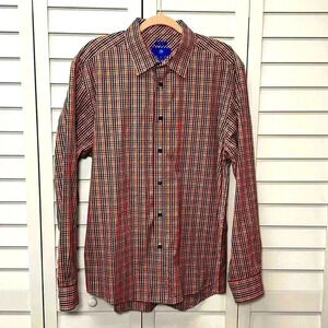 Egara Long Sleeve Plaid Cotton Non-Iron Button Down Shirt Size XL